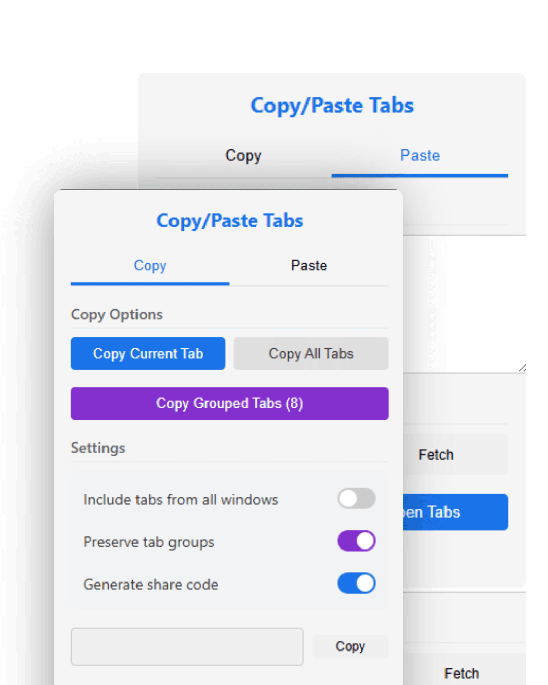 Copy Tabs Extension in use